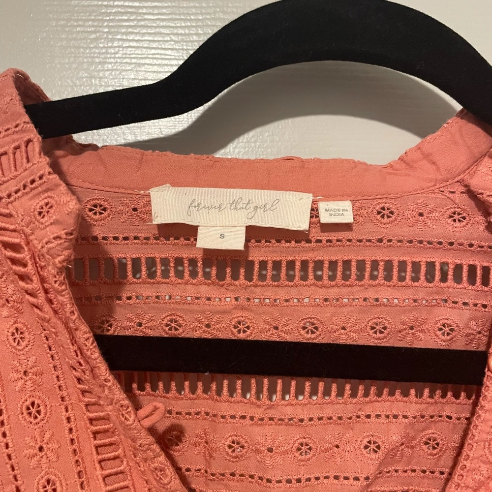 NWOT Anthropologie Forever That Girl Pink Eyelet Mini Dress in Pink - Picture 6 of 12